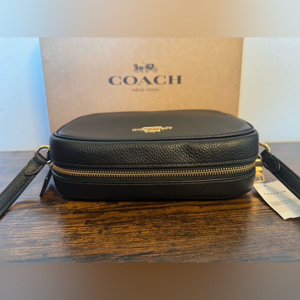NWT Coach Jamie Black Leather Camera Crossbody bag - Picture 6 of 11